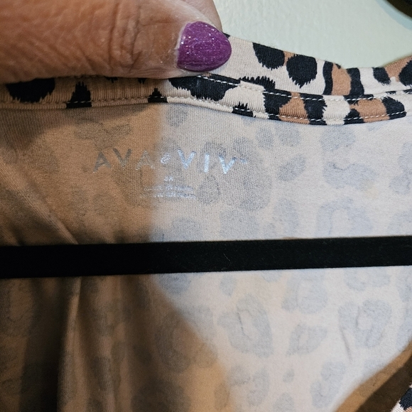 Ava & Viv Leopard Print Athleisure Shirt, Plus-Size 3X, Oversized - Picture 3 of 4